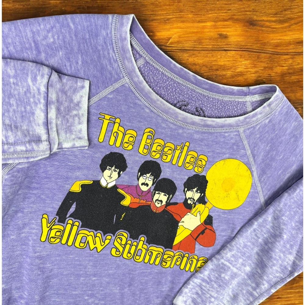 Trunk LTD Beatles Yellow‎ Submarine Sweatshirt Women XL Purple Distressed Fade